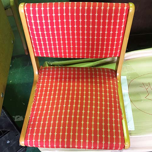 椅子修理・張り替え・塗り替え・修理リメイク事例:座面張り替え・スチール錆止め・座板交換