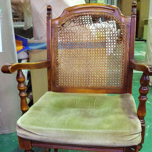 椅子修理・張り替え・塗り替え・修理リメイク事例:座面張り替え・籐の張り替え・籐の色あわせ塗装