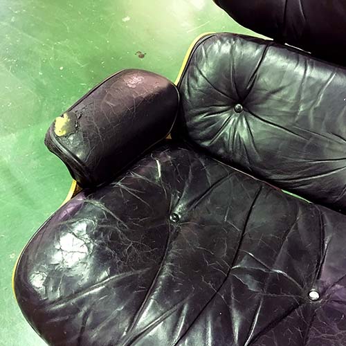 椅子やベンチの修理・張り替え・塗り替え・修理リメイク事例:イームズラウンジチェアのアーム部分の接着