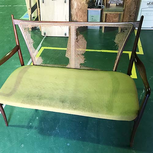 椅子やベンチの修理・張り替え・塗り替え・修理リメイク事例:籐の張り替え・座面張り替え・ウレタン入れ替え