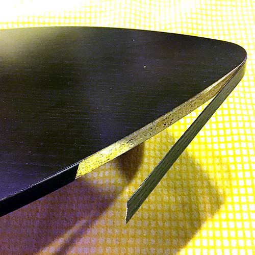 テーブルの修理事例:木口テープ接着補修