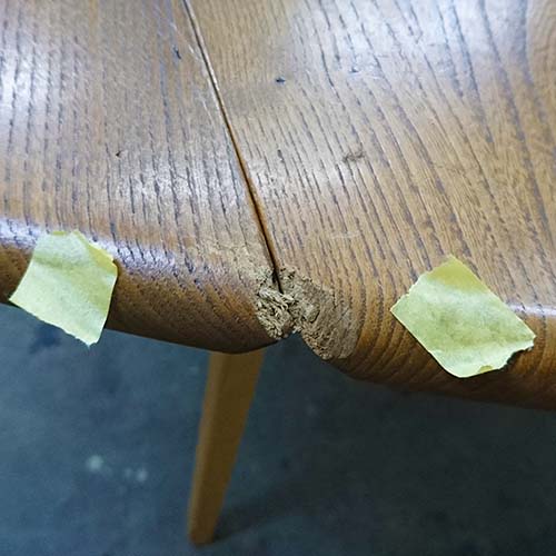 テーブルの修理事例:打ち傷や欠けの部分補修