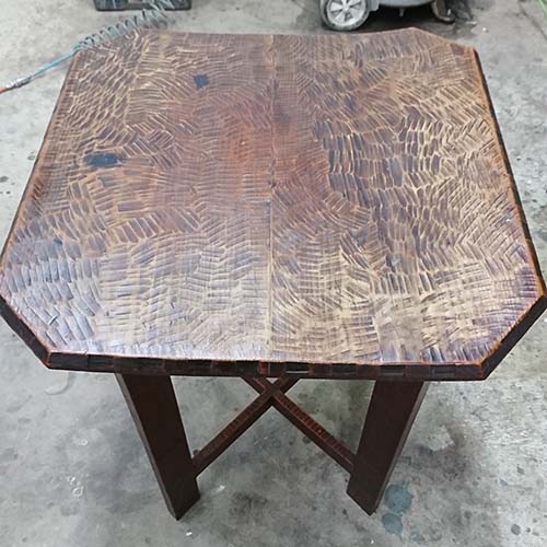 テーブルの修理補修事例:天板隙間埋め・反りの隙間埋め・組み直し・打ち傷の部分補修