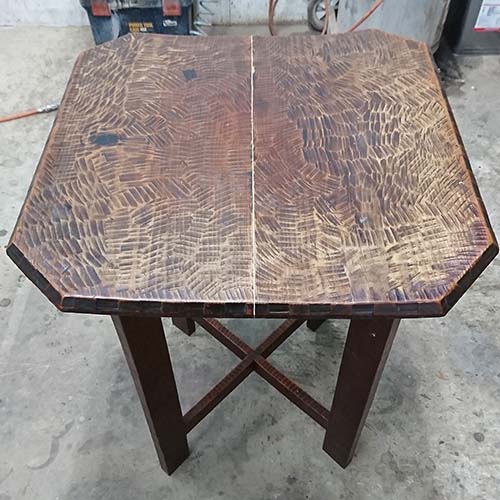 テーブルの修理補修事例:天板隙間埋め・反りの隙間埋め・組み直し・打ち傷の部分補修